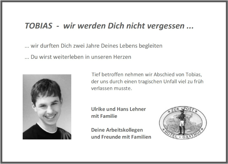  Traueranzeige für Tobias Polan vom 16.08.2010 aus Pegnitz-Zeitung